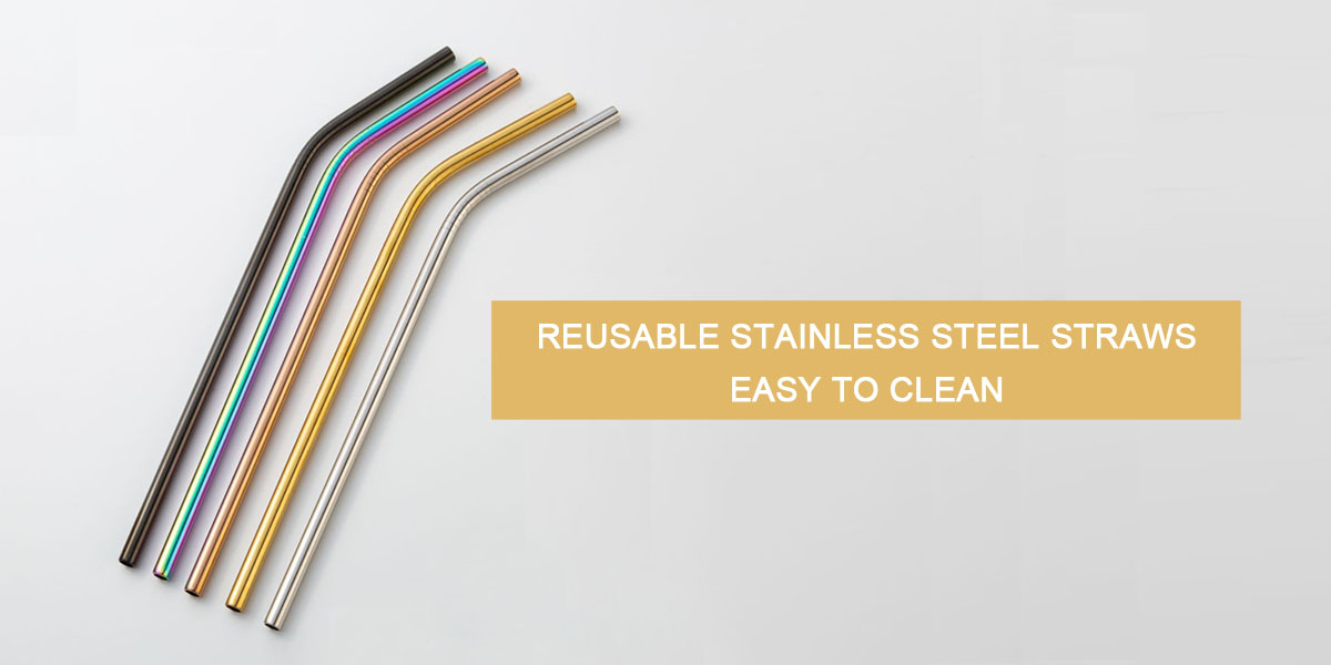 Partyabc Reusable stainless steel straws (1)
